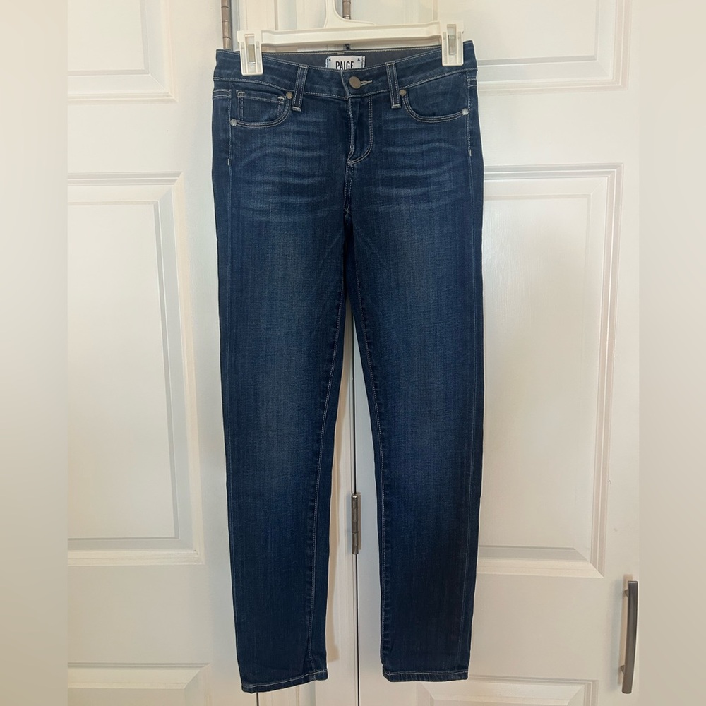 Paige Skyline Ankle Peg Dark Wash Skinny Jeans